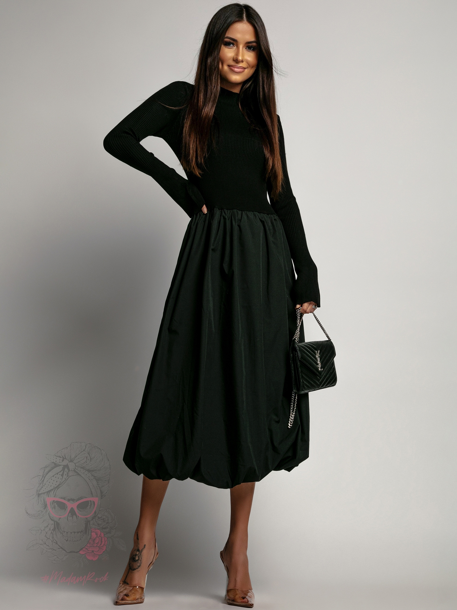 Sukienka midi bombka Marien czarna