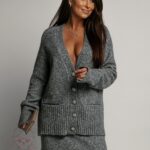 Komplet elegancki premium cozy Mileydi szary melanż
