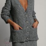 Komplet elegancki premium cozy Mileydi szary melanż