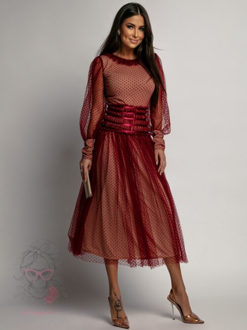 Spódnica tiulowa w kropki NB Graveda bordowa