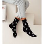 Skarpetki damskie w misie długie czarne