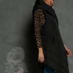 Kamizelka asymetryczna matowa Grejs czarna