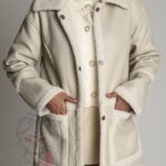 Płaszcz skórzany kożuszek maxi Kwadrat beżowy