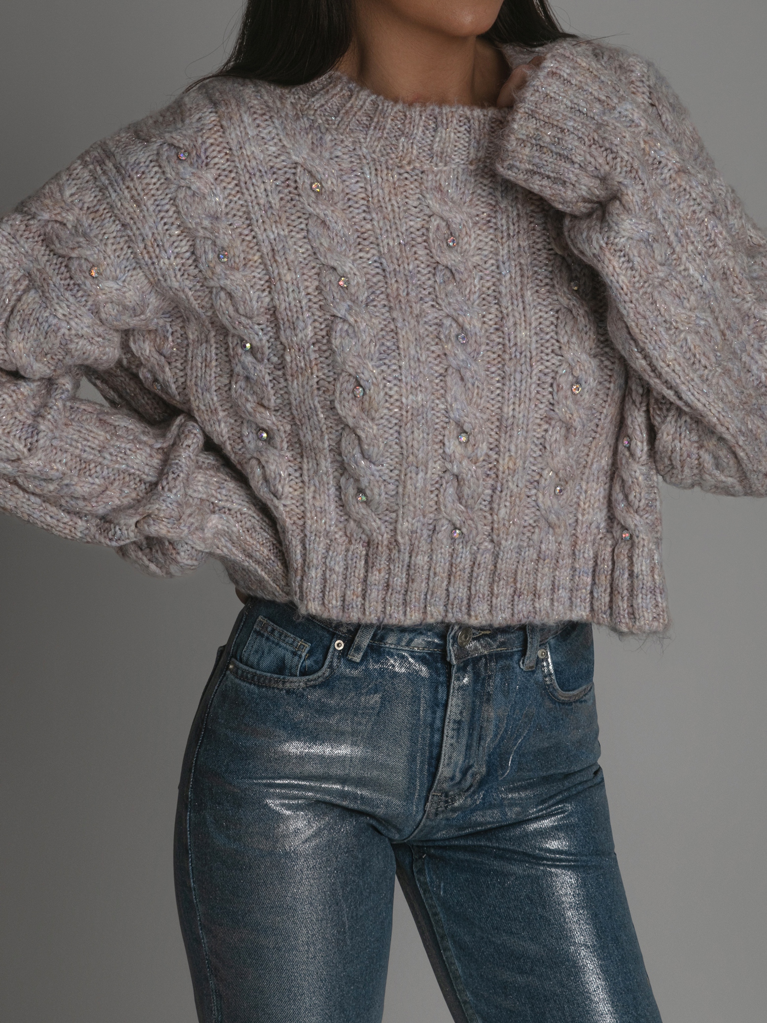 Sweter pastelowy z cyrkoniami Unicorn lila Sweter pastelowy z cyrkoniami Unicorn lila