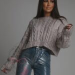 Sweter pastelowy z cyrkoniami Unicorn lila