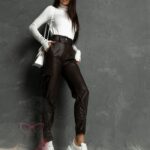 Spodnie skórzane bojówki Bogos brązowe