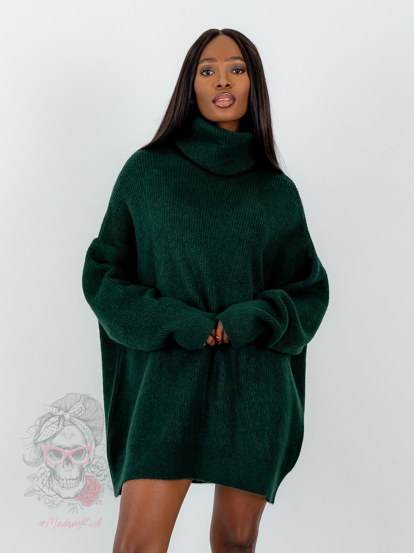 Sweter golf oversize Haat butelowa zieleń Sweter golf oversize Haat butelowa zieleń