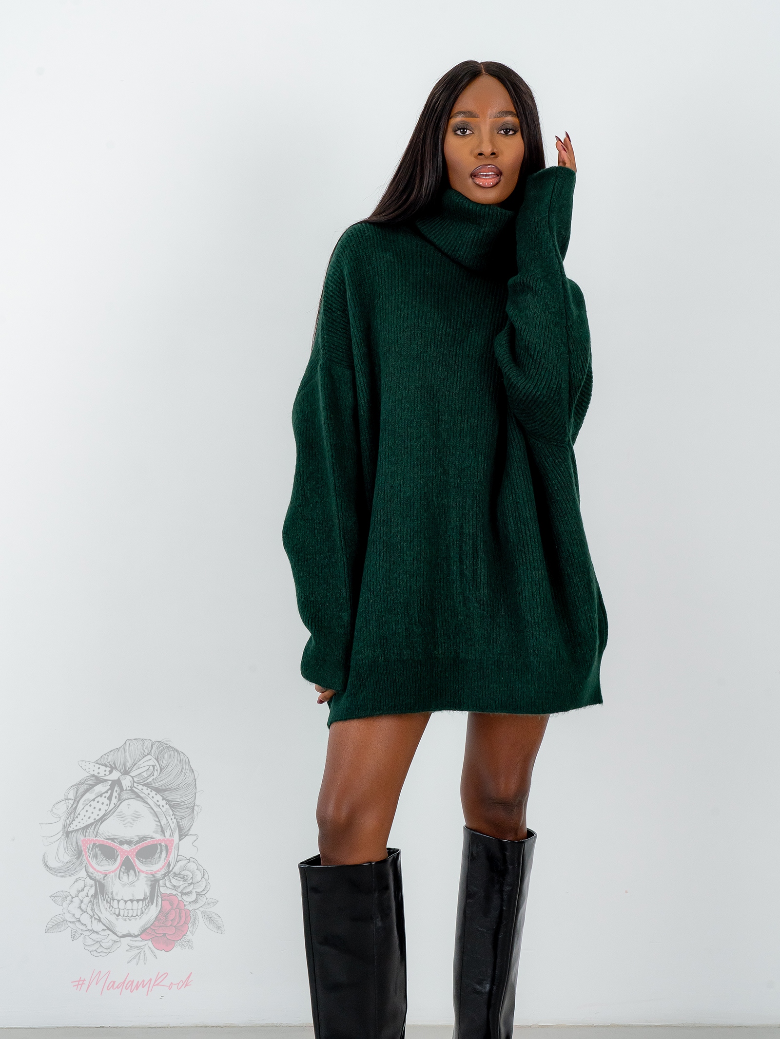 Sweter golf oversize Haat butelowa zieleń Sweter golf oversize Haat butelowa zieleń