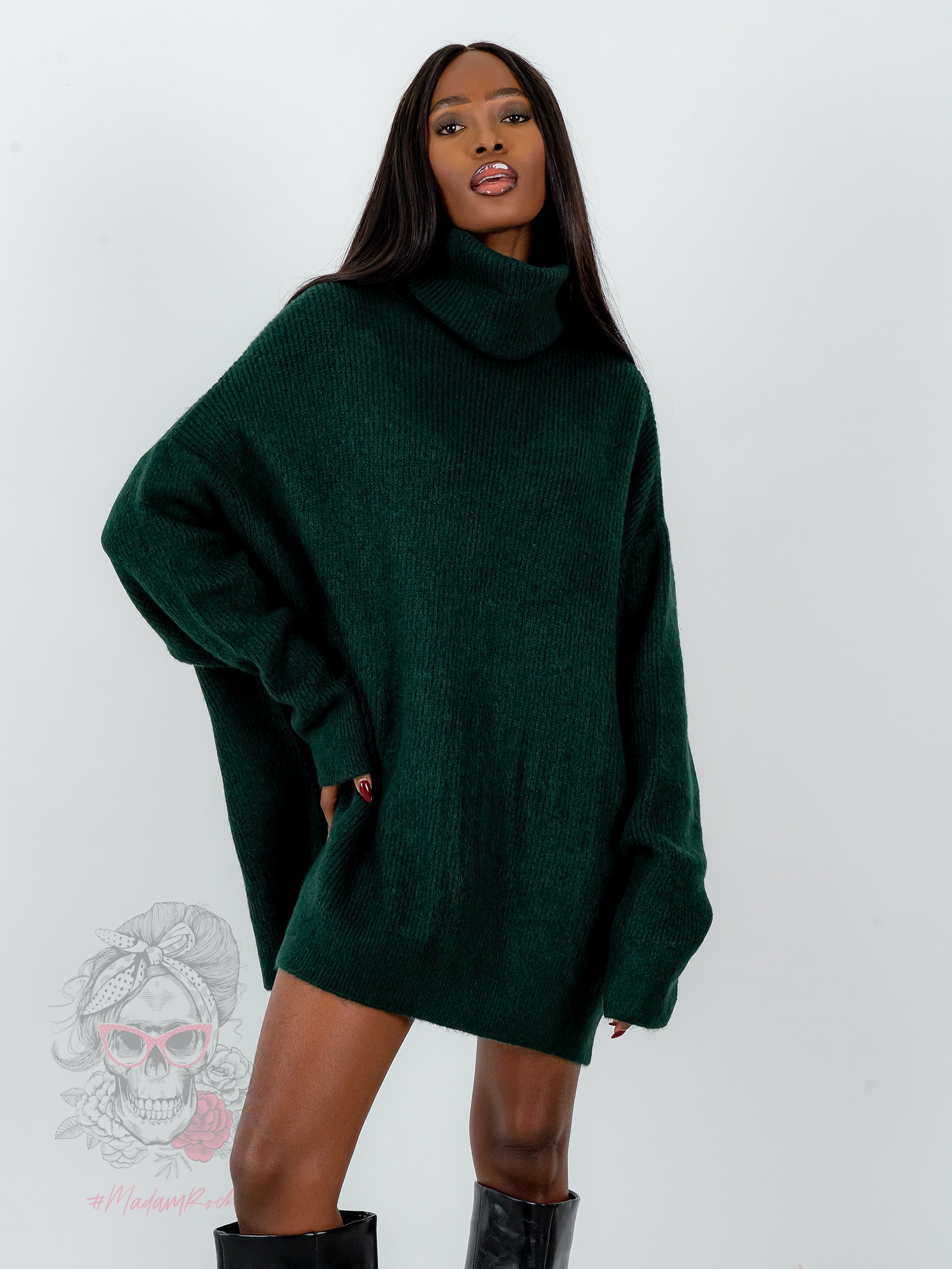 Sweter golf oversize Haat butelowa zieleń