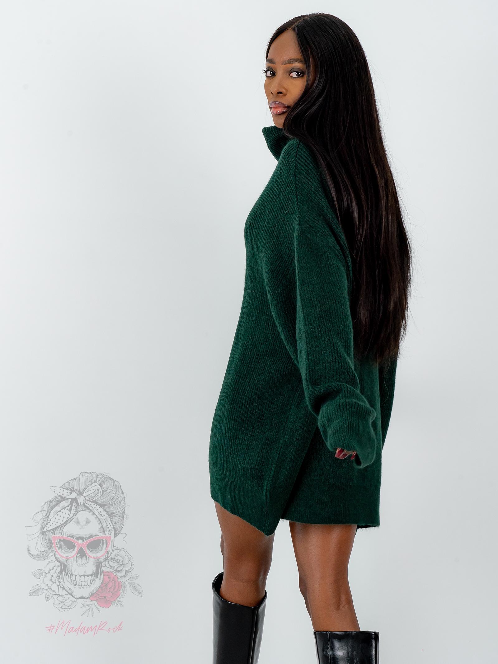 Sweter golf oversize Haat butelowa zieleń Sweter golf oversize Haat butelowa zieleń