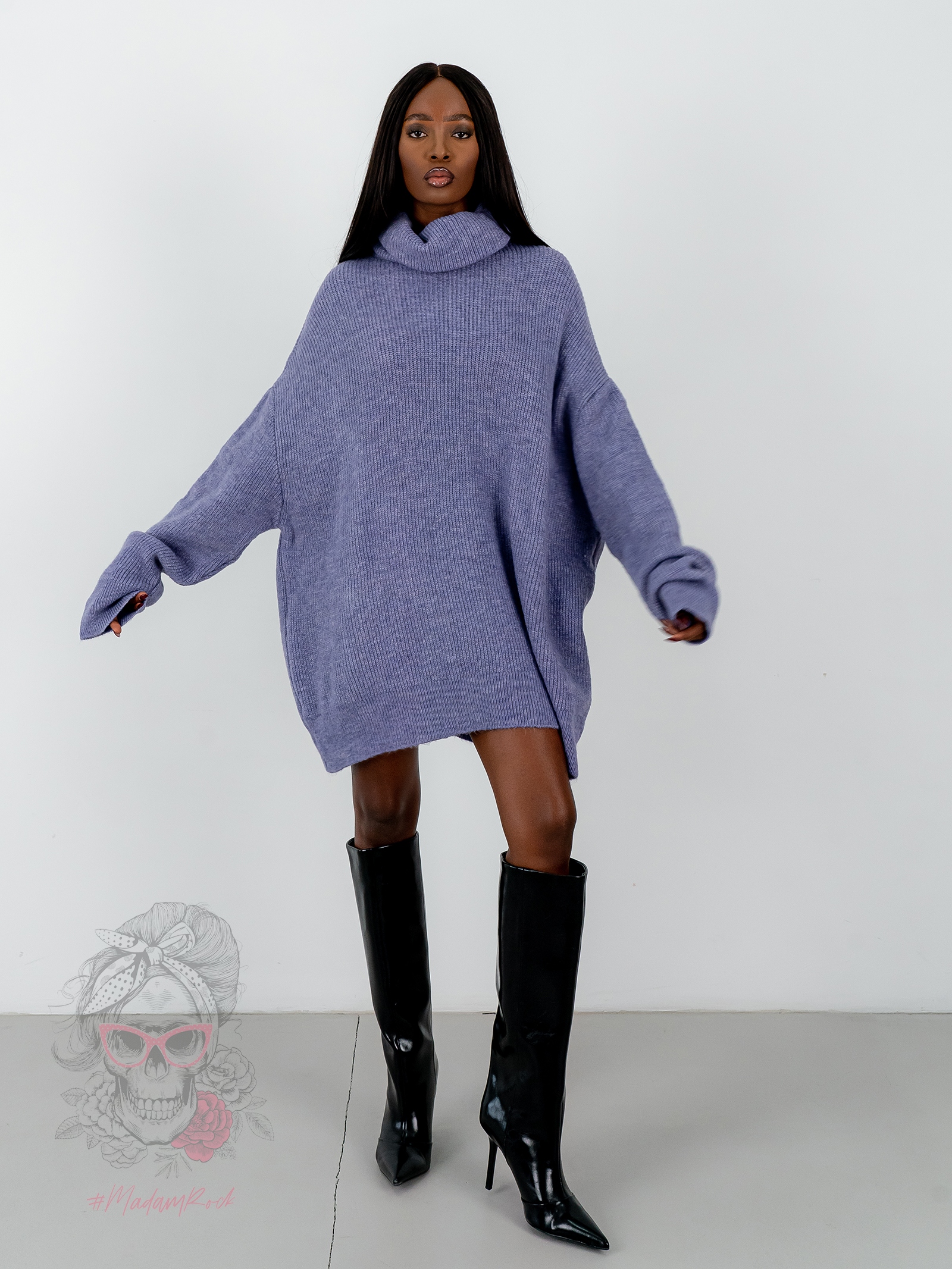 Sweter golf oversize Haat Lawendowy Sweter golf oversize Haat Lawendowy