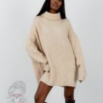 Sweter golf oversize Haat Beżowy melanż