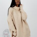 Sweter golf oversize Haat Beżowy melanż