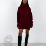 Sweter golf oversize Haat bordowy