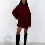 Sweter golf oversize Haat bordowy