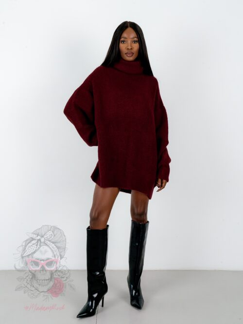 Sweter golf oversize Haat bordowy