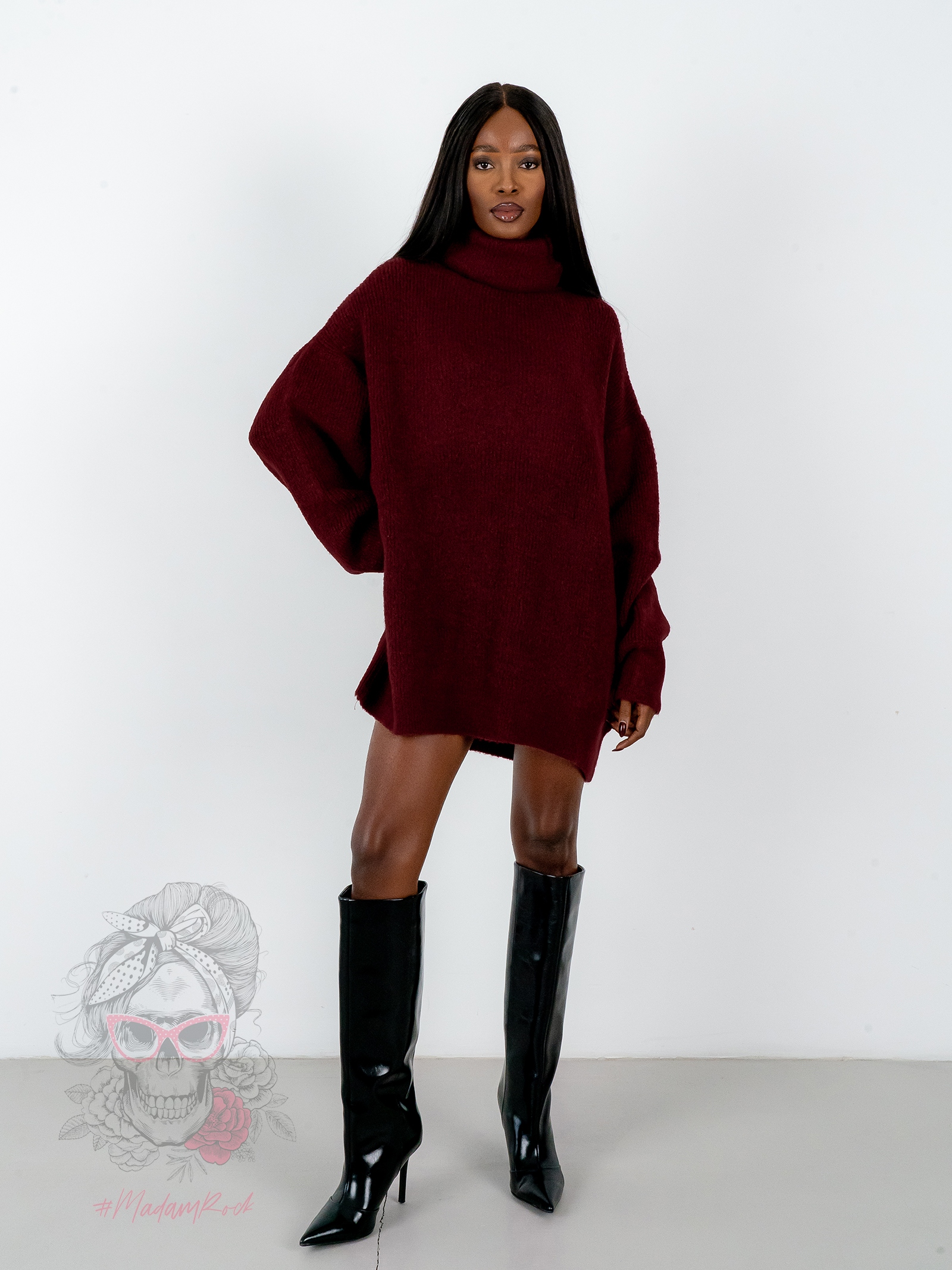 Sweter golf oversize Haat bordowy Sweter golf oversize Haat bordowy