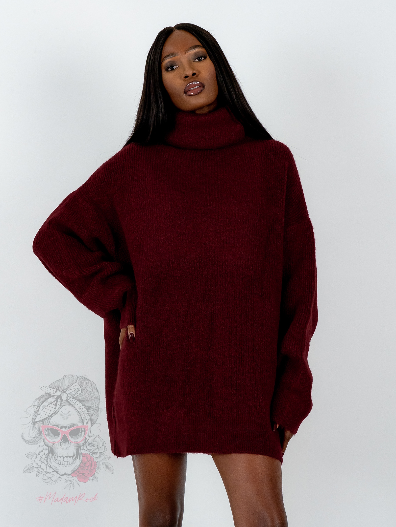 Sweter golf oversize Haat bordowy Sweter golf oversize Haat bordowy