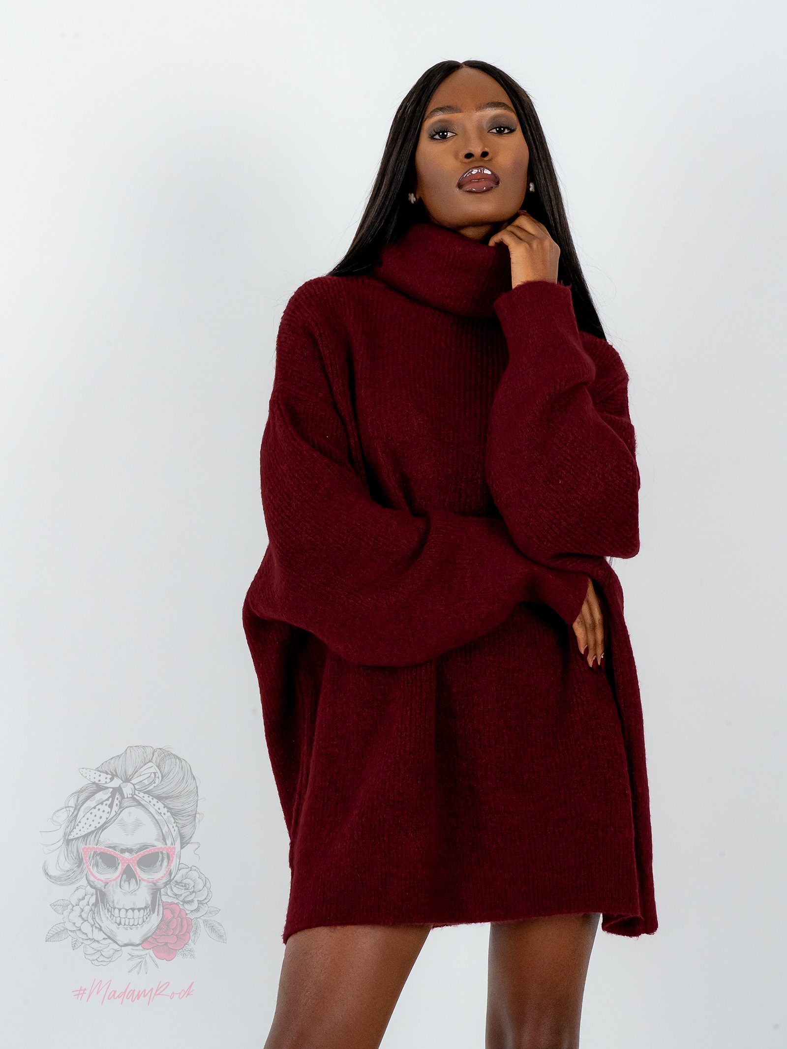 Sweter golf oversize Haat bordowy Sweter golf oversize Haat bordowy