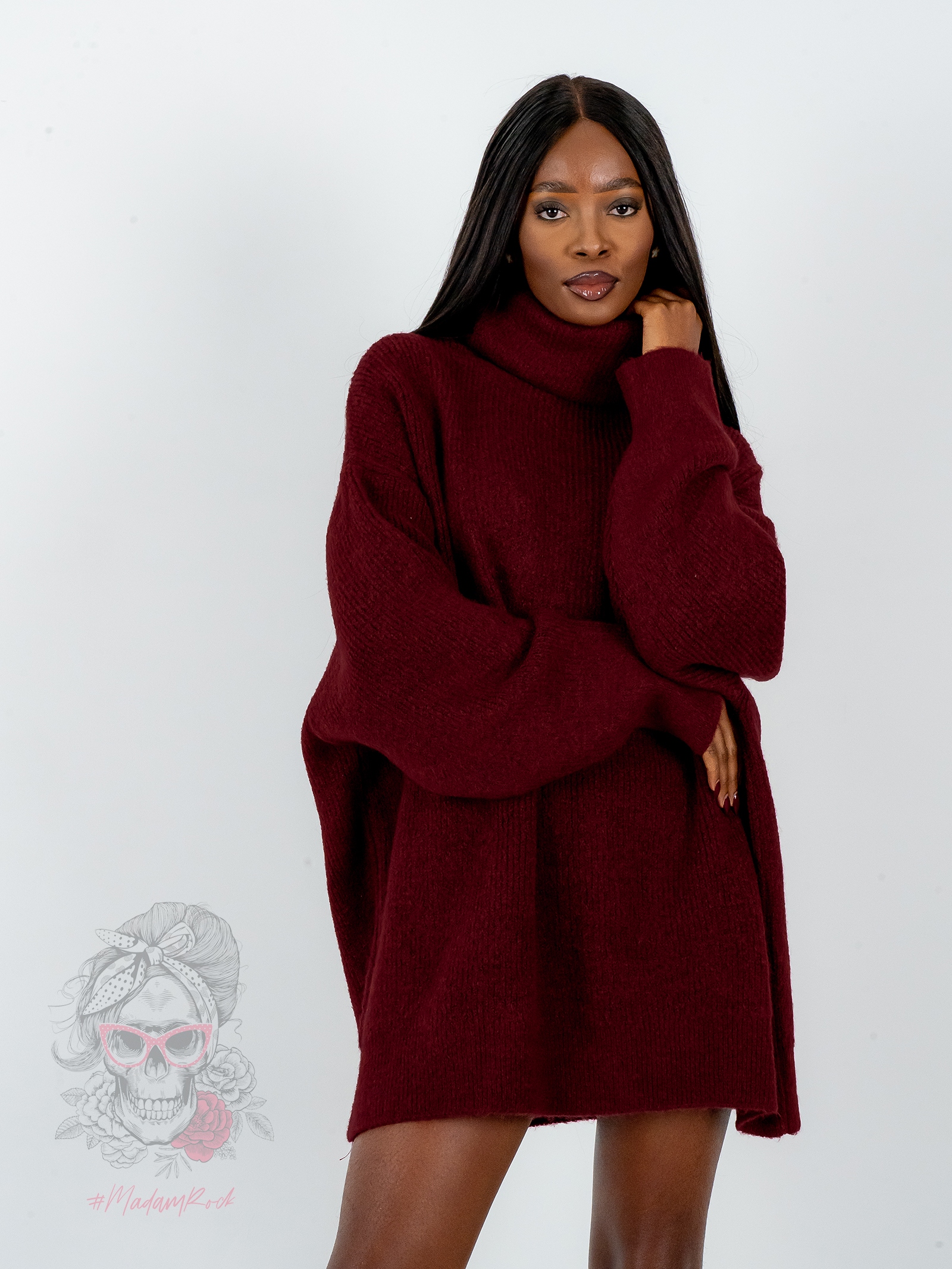 Sweter golf oversize Haat bordowy