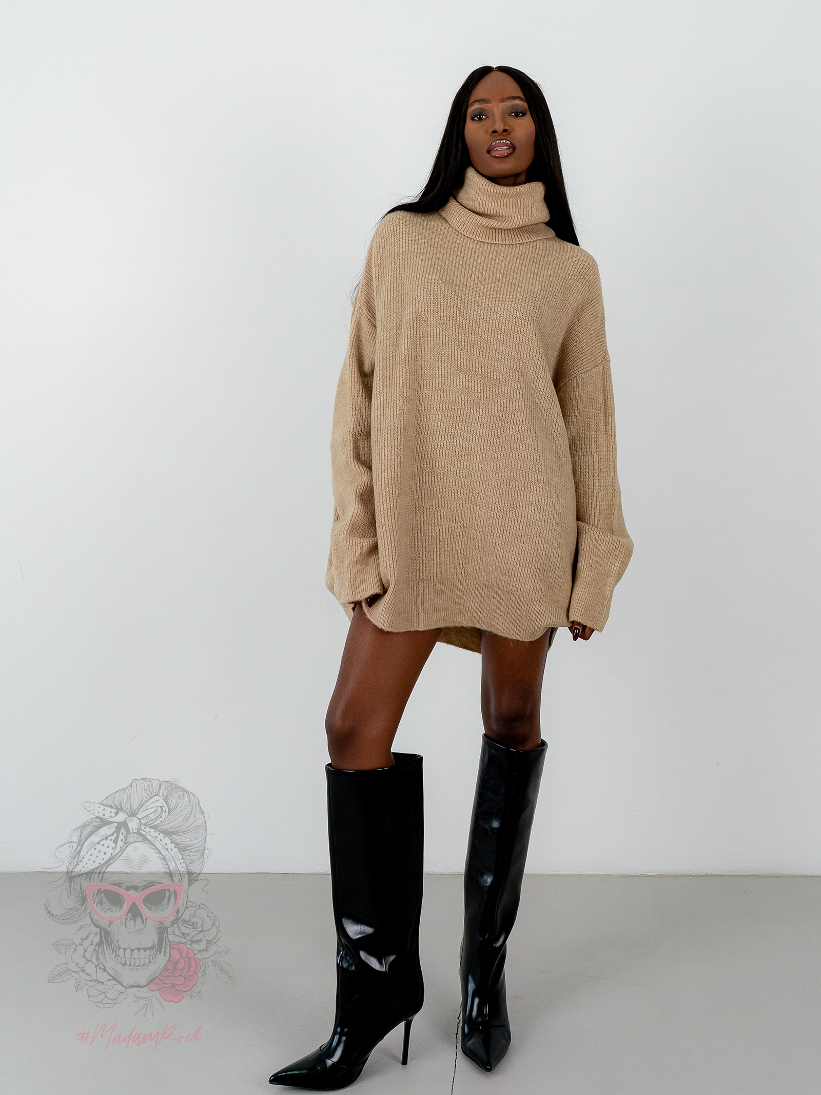 Sweter golf oversize Haat karmelowy