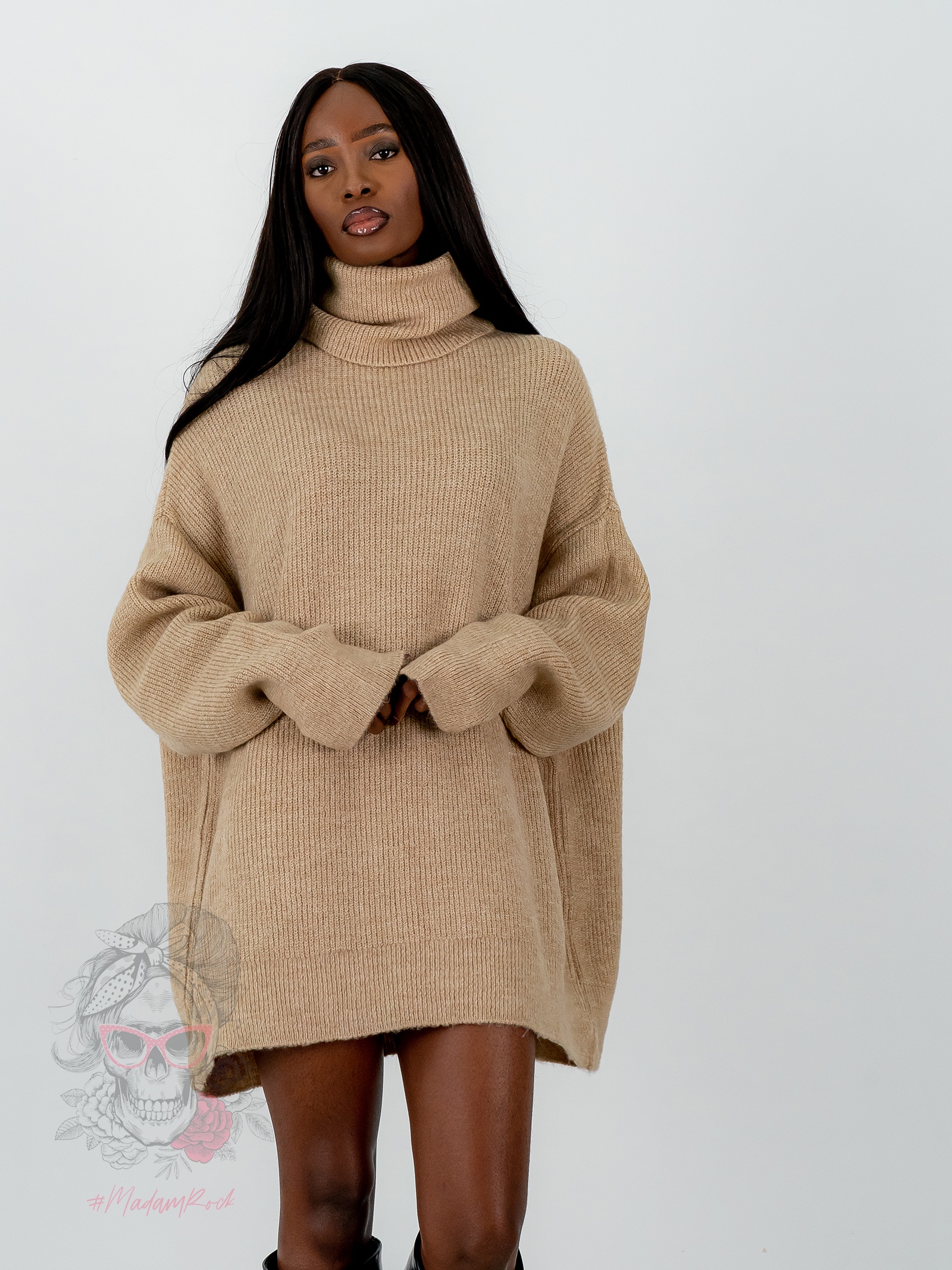 Sweter golf oversize Haat karmelowy