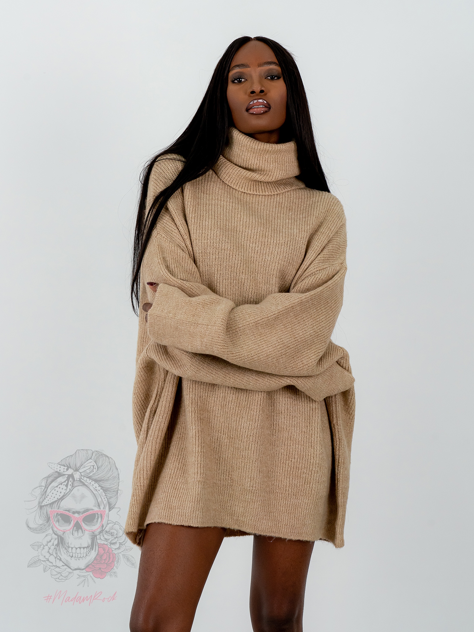 Sweter golf oversize Haat karmelowy