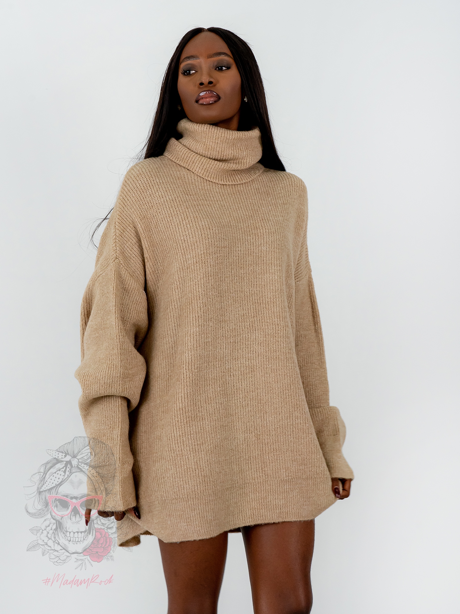 Sweter golf oversize Haat karmelowy