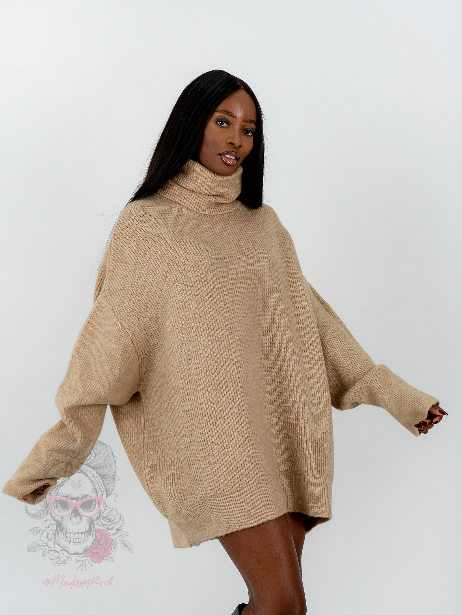 Sweter golf oversize Haat karmelowy