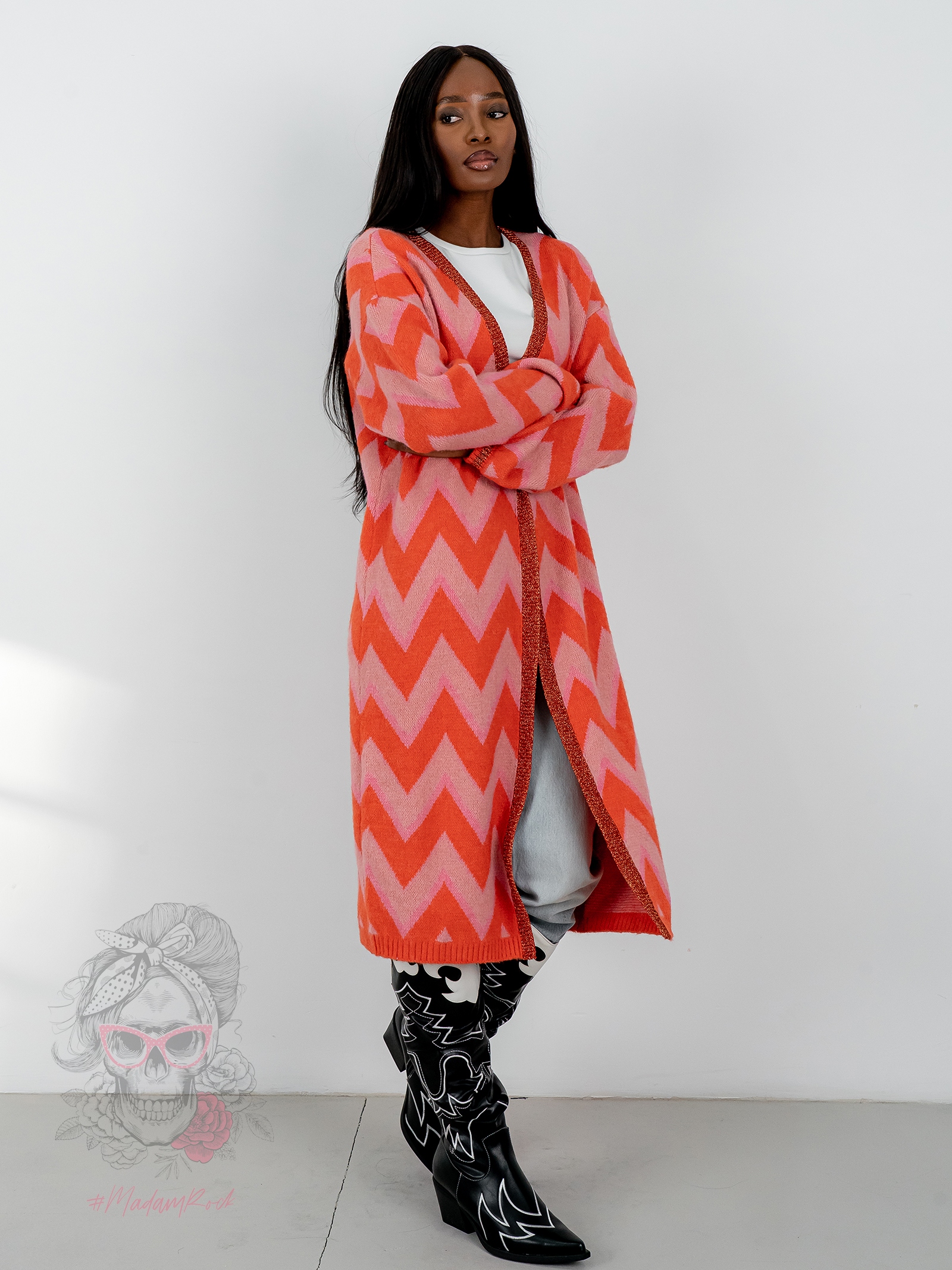 Kardigan kolorowy MiSunny pomarańczowy