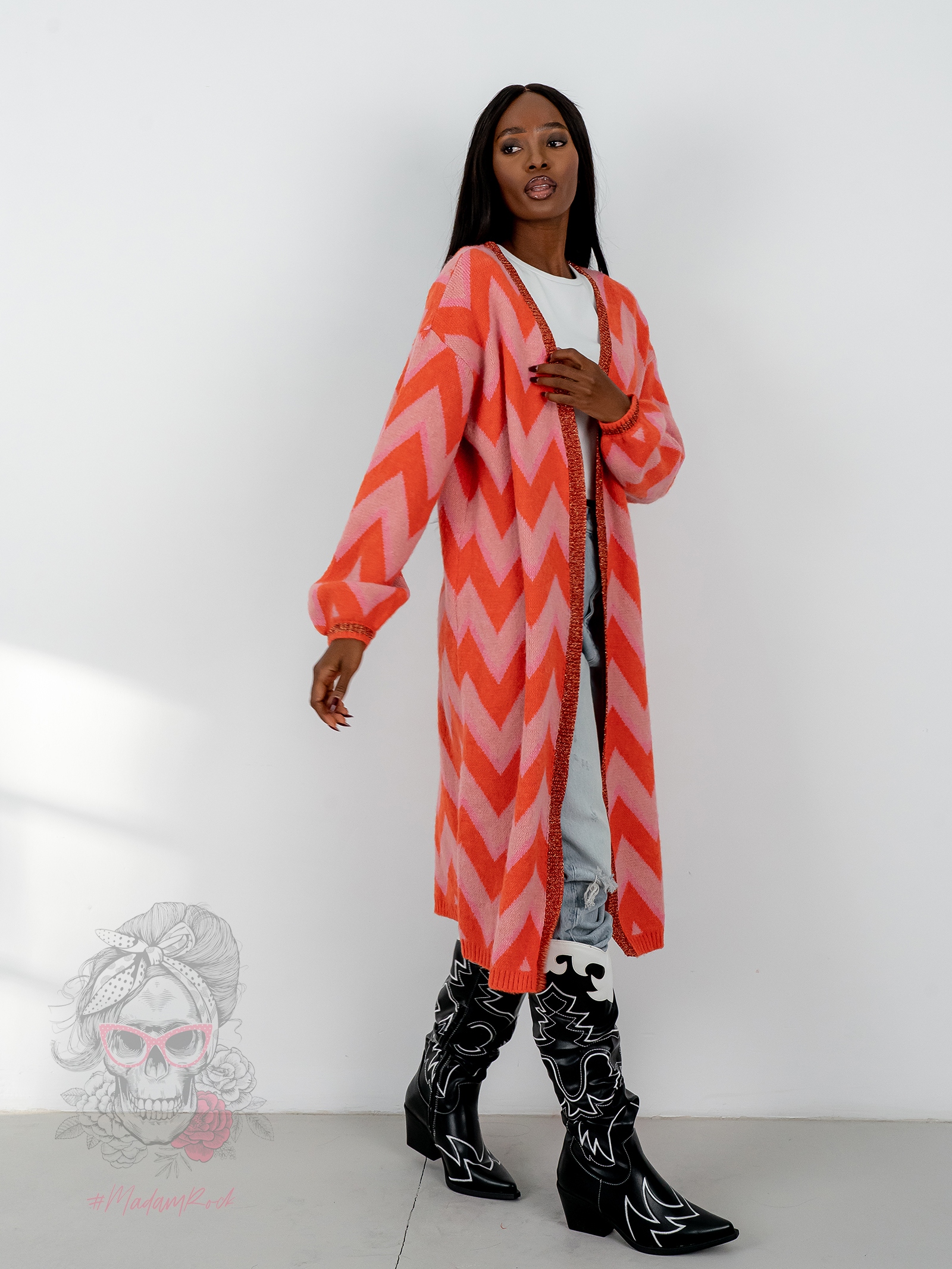 Kardigan kolorowy MiSunny pomarańczowy