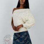 Sweter na jedno ramię Parlo beżowy