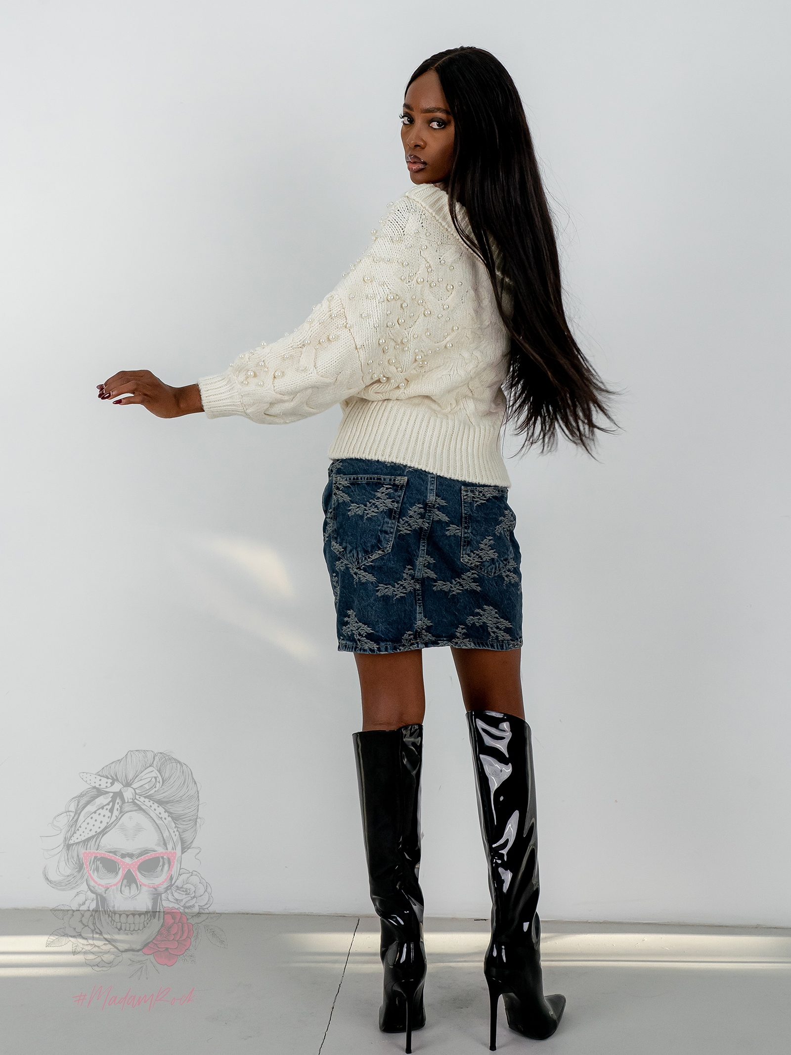 Sweter na jedno ramię Parlo beżowy