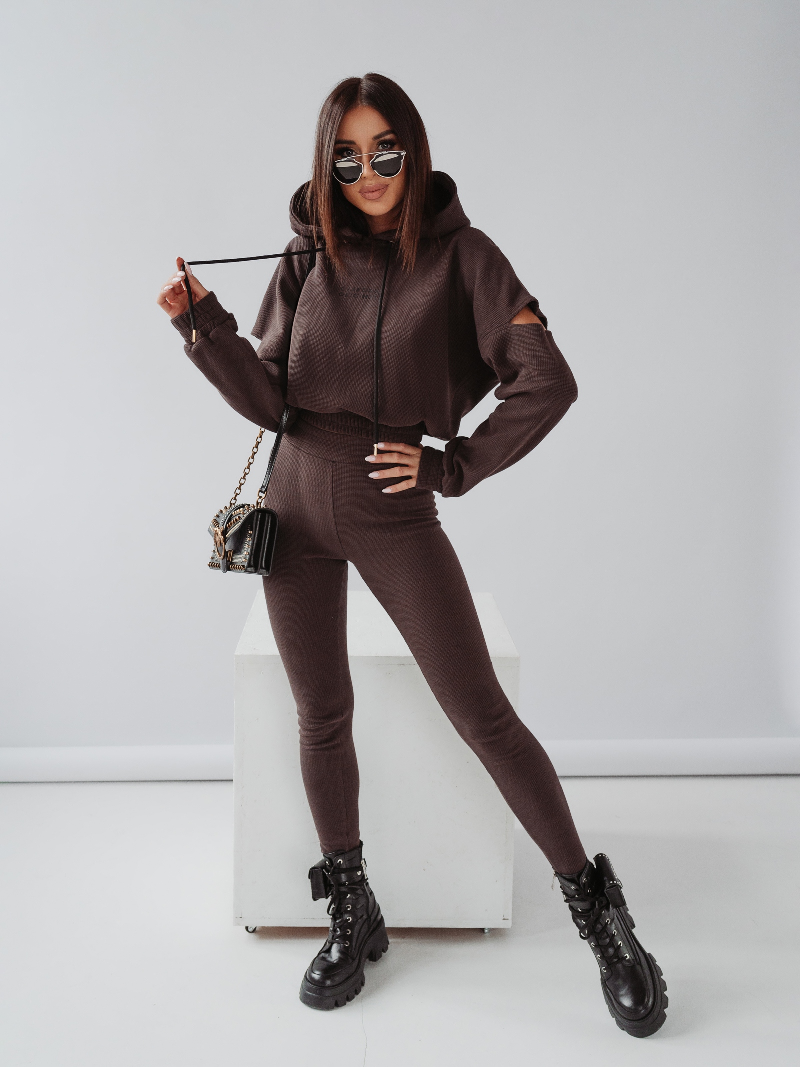 Komplet bawełniany ORIGINAL TEXTURE OLAVOGA brązowy