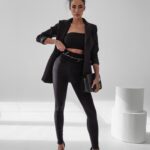 Legginsy eleganckie welurowe Porto Ola Voga czarne