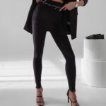 Legginsy eleganckie welurowe Porto Ola Voga czarne