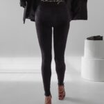 Legginsy eleganckie welurowe Porto Ola Voga czarne