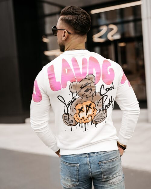 Bluza męska z nadrukiem misia Tinos Ola Voga ecru