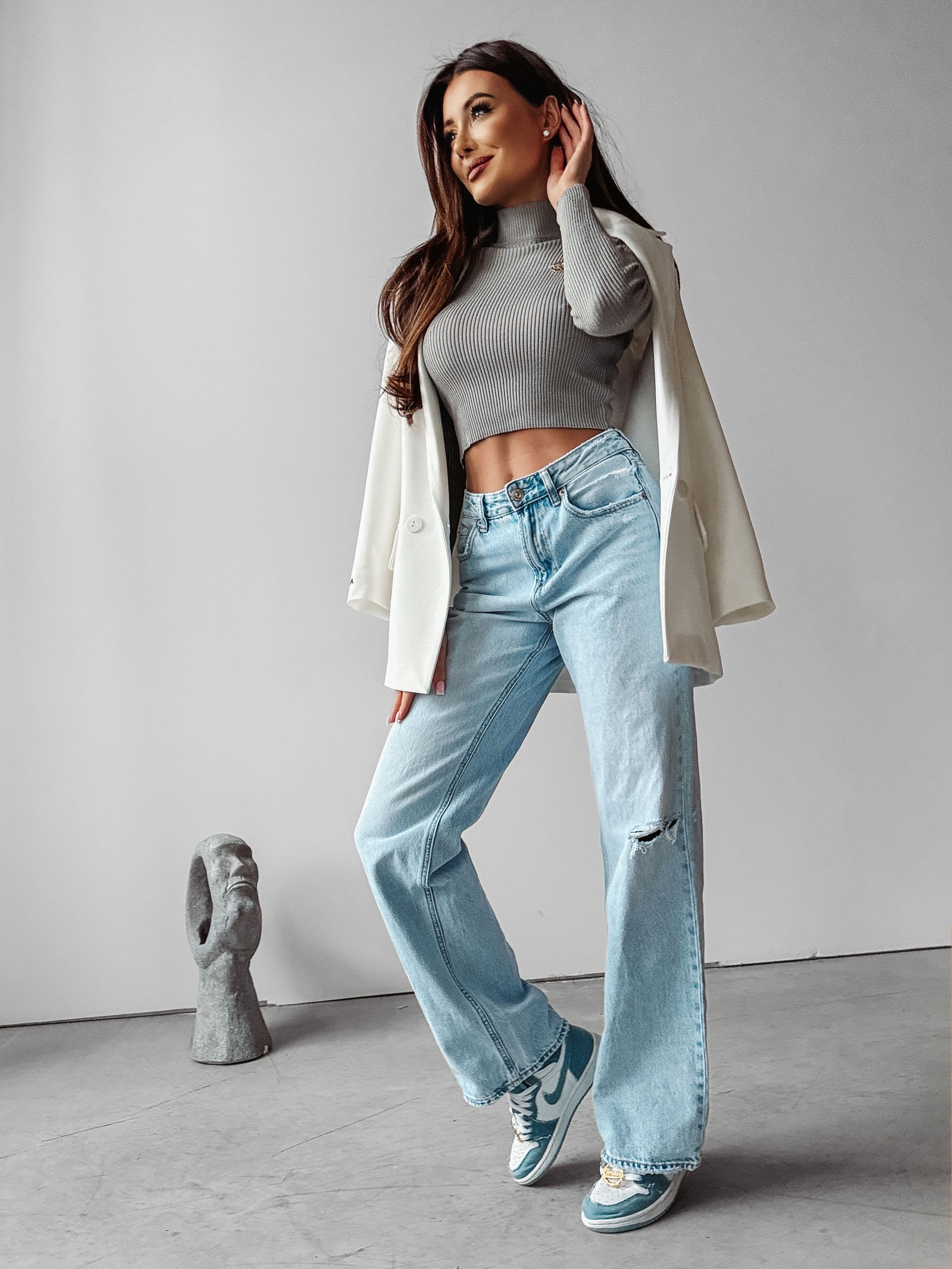 Sweter prążkowany z golfem Danna Ola Voga j.szary Sweter prążkowany z golfem Danna Ola Voga j.szary