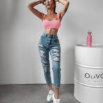 Spodnie jeansowe slim Yale Ola Voga niebieskie