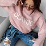Sweter oversize Coffee Ola Voga pudrowy