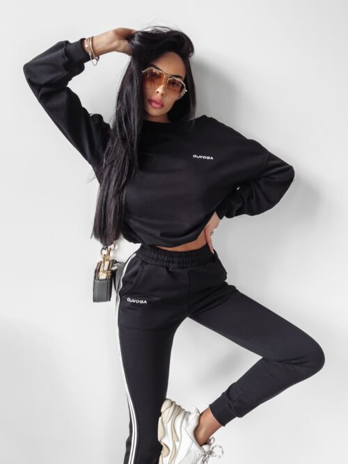 Komplet sportowy bawełniany Stripes Ola Voga czarny