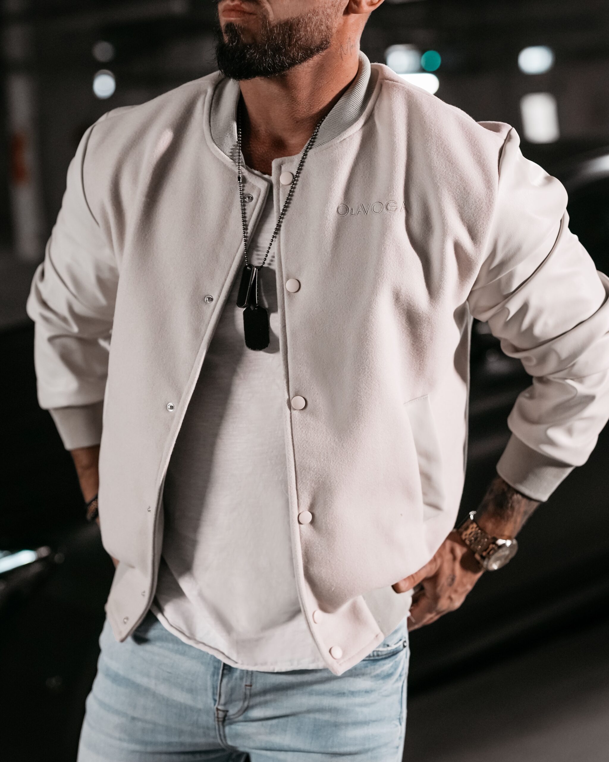 Kurtka męska bomberka Blank Ola Voga beżowa