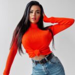 Sweter półgolf KRISTIN OLAVOGA pomarańczowy