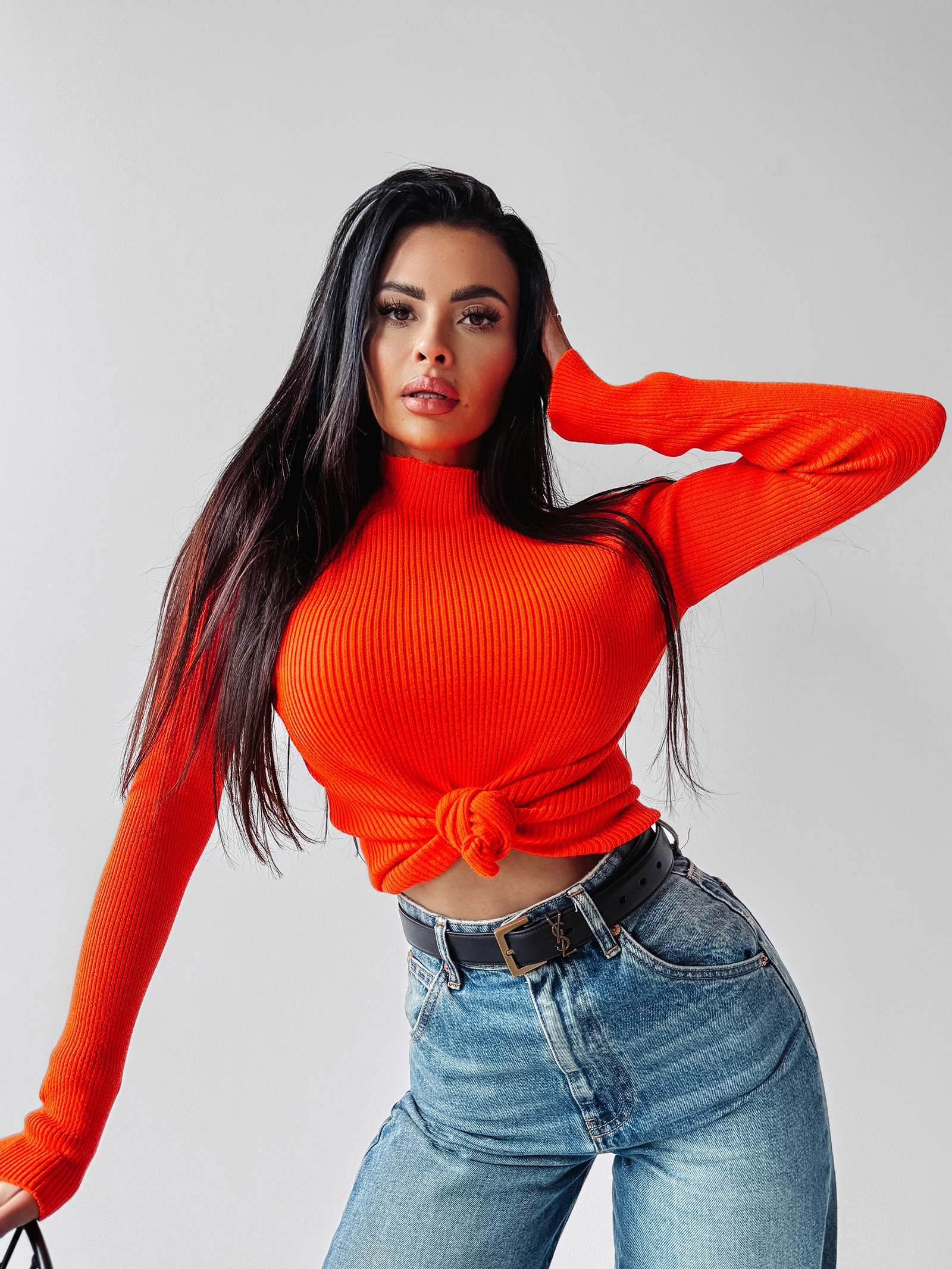 Sweter półgolf KRISTIN OLAVOGA pomarańczowy