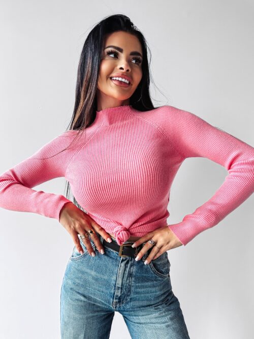 Sweter półgolf KRISTIN OLAVOGA różowy