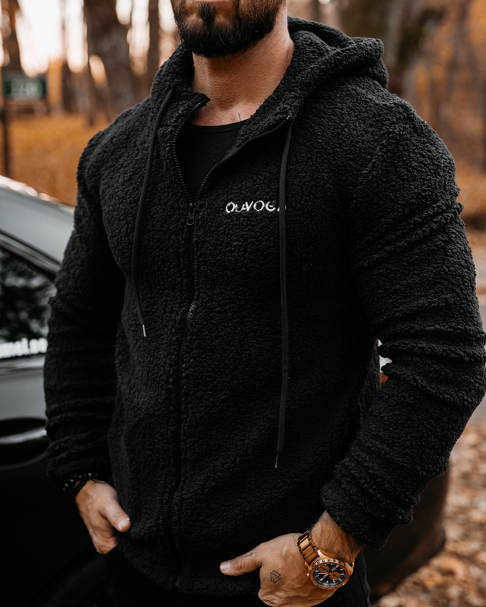 Bluza męska baranek DEROS OLAVOGA czarna Bluza męska baranek DEROS OLAVOGA czarna