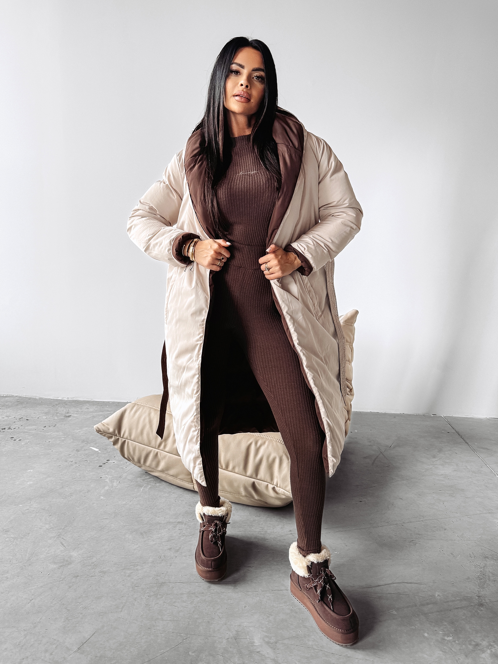 Kurtka dwustronna MARYLIN OLAVOGA brąz-beż Kurtka dwustronna MARYLIN OLAVOGA brąz-beż