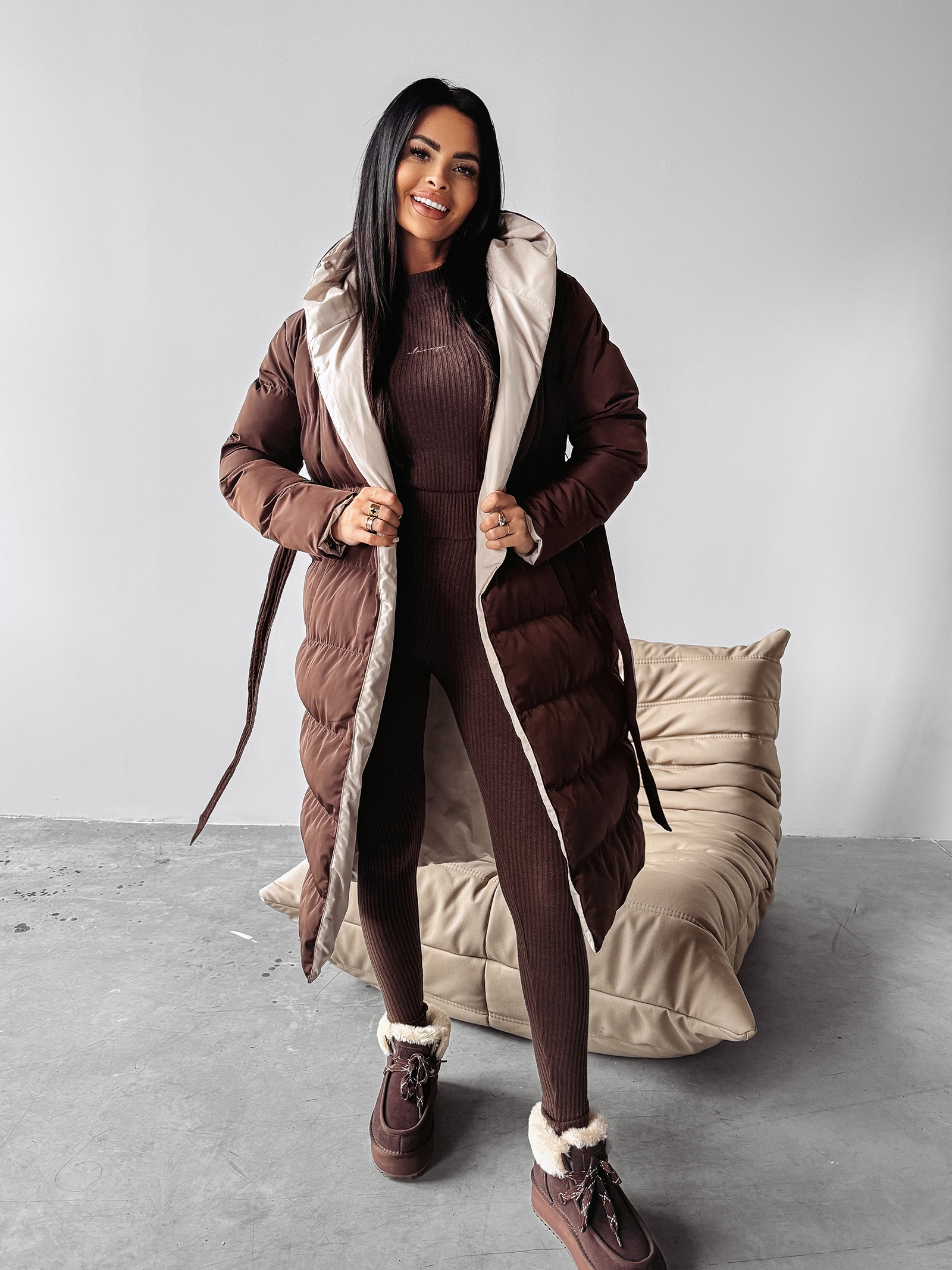 Kurtka dwustronna MARYLIN OLAVOGA brąz-beż Kurtka dwustronna MARYLIN OLAVOGA brąz-beż