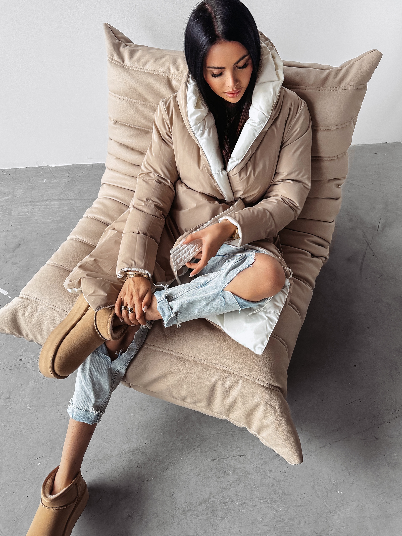 Kurtka dwustronna MARYLIN OLAVOGA ecru-beż Kurtka dwustronna MARYLIN OLAVOGA ecru-beż